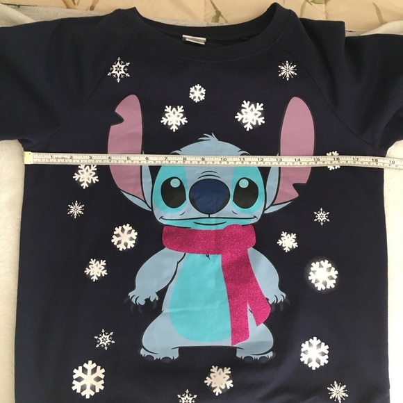 Disney Stitch medium winter holiday blue pullover sweater - Picture 5 of 13